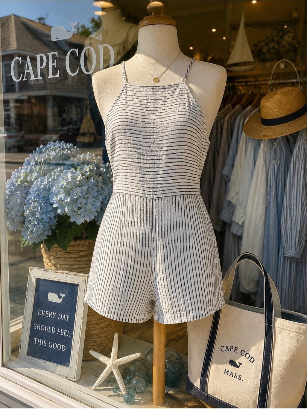 Vineyard Vines 100% Linen Striped Romper White Blue Xs S